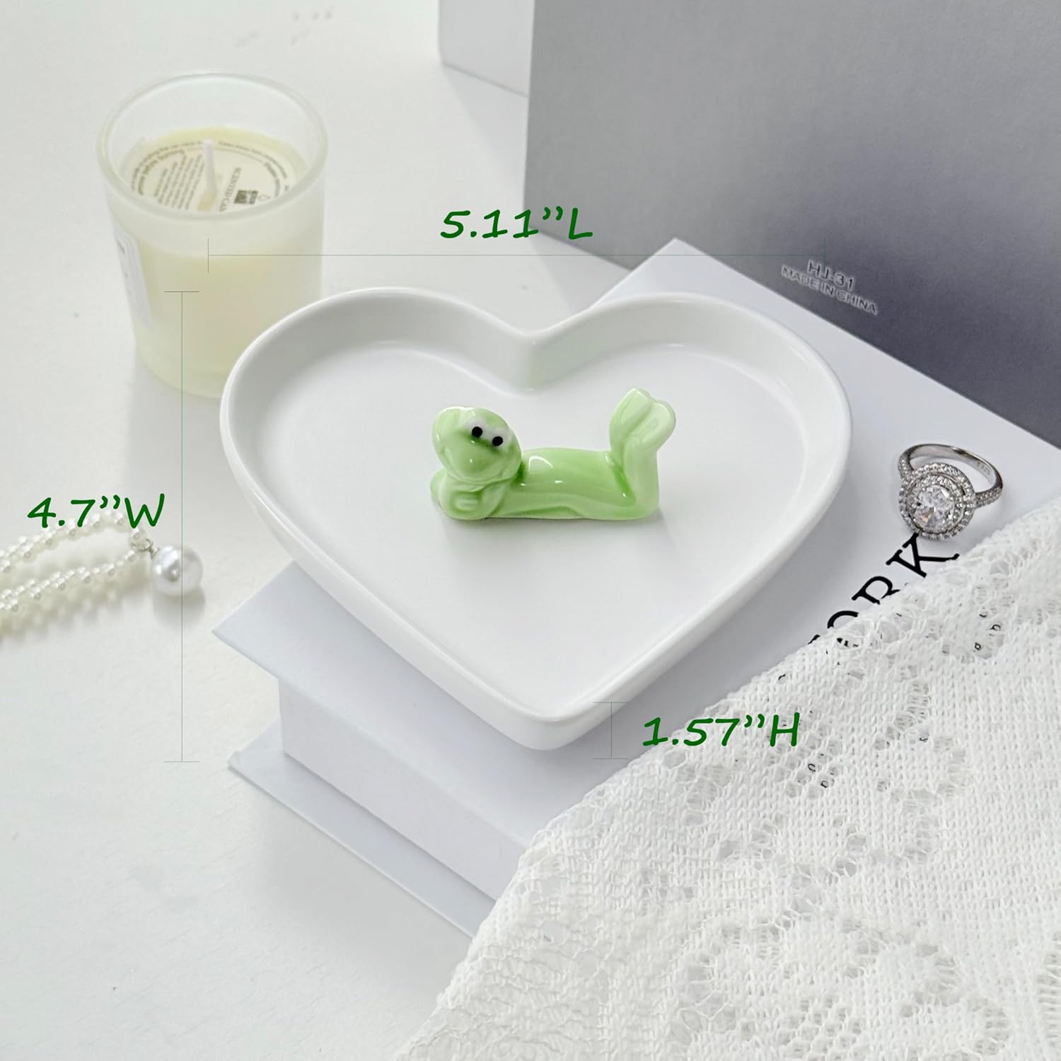 Heart-Shaped Ceramic Jewelry Dish Tray