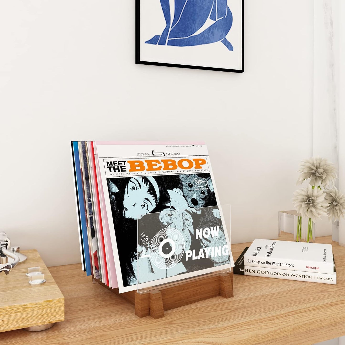 YuanDian Vinyl Record Storage, Now Playing Vinyl Record Stand | Light up Now Playing Wooden Acrylic Holder Shelf, Vinyl