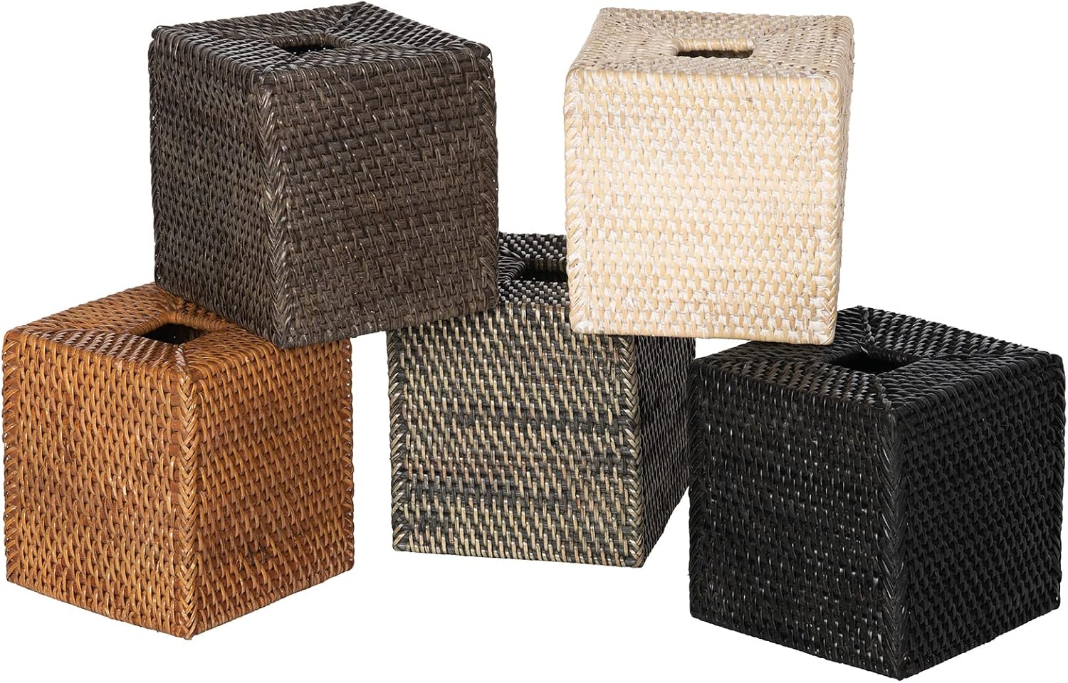 Loma Square Rattan Tissue Box Cover / Brown
