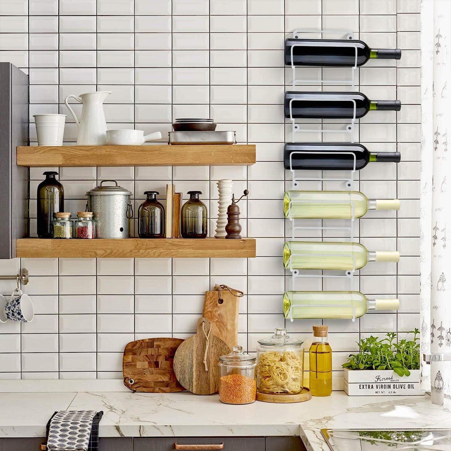 Sorbus Towel Rack, 6-Compartment Wall-Mount, Wall-Mounted (White) | Powder-coated metal holder with six compartments