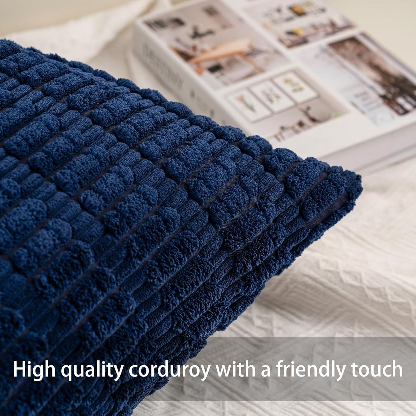 Corduroy Decorative Throw Pillow Covers InchSoft Boho Striped Pillow Covers / 18 x 18 / Set of 2