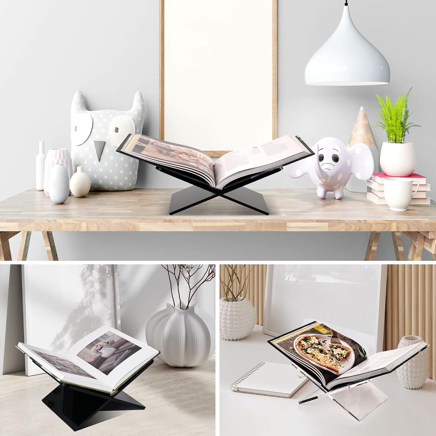 Acrylic Book Holder in Open Large Book Display Stand / Transparency / Standard / 11 x 7 x 6