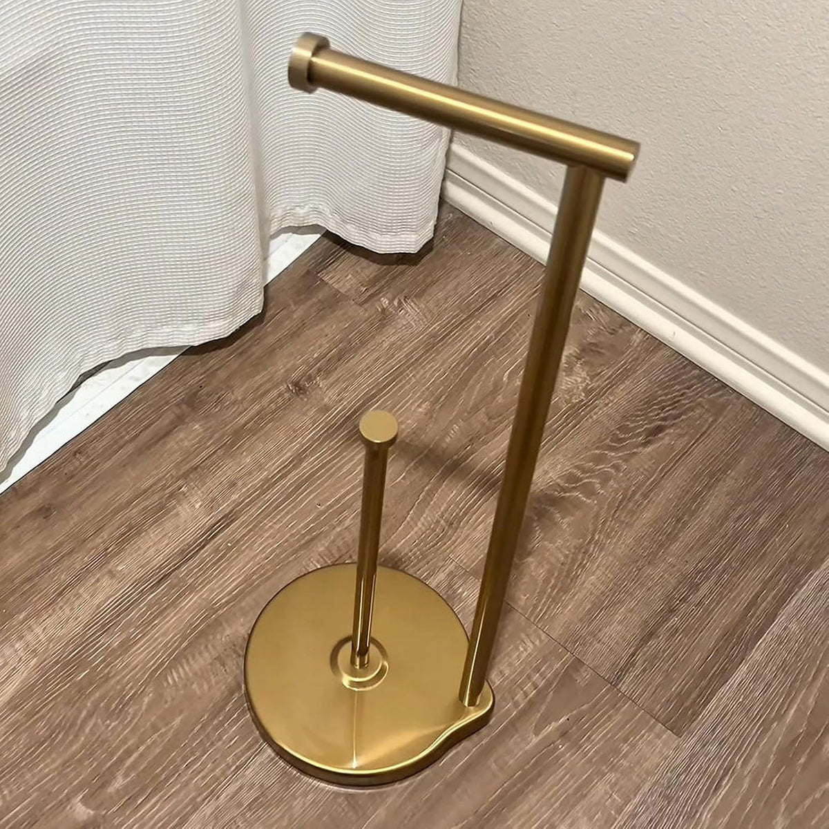 theaoo Heavy-Duty Toilet Paper Holder Stand, Bathroom Storage, Gold | Freestanding Toilet Tissue Paper Roll Holder with