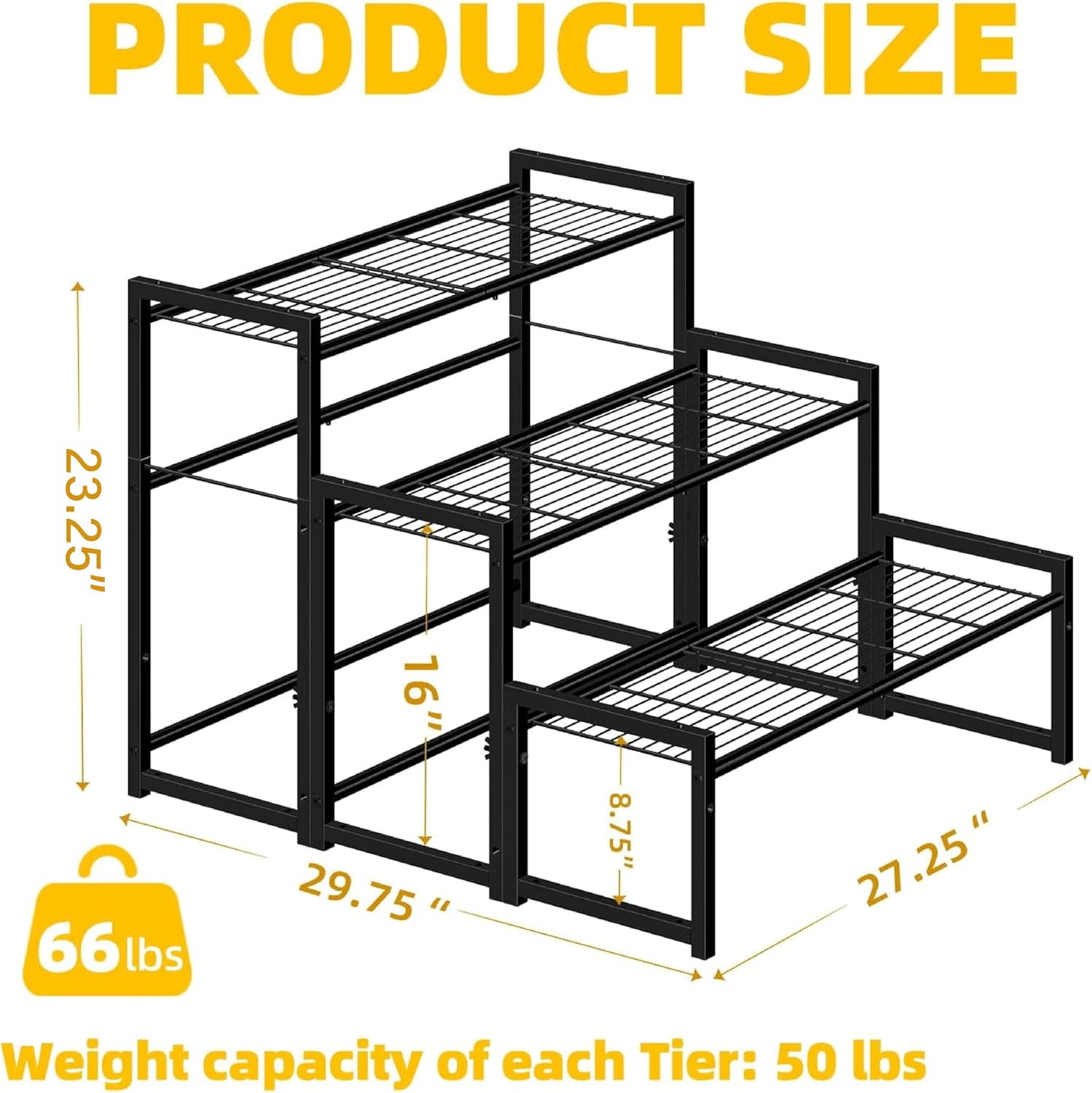 Simple Trending 3 Tier Metal Plant Stand Outdoor Indoor Waterproof, Stackable Heavy Duty Tall Plant Shelf Flower Pot