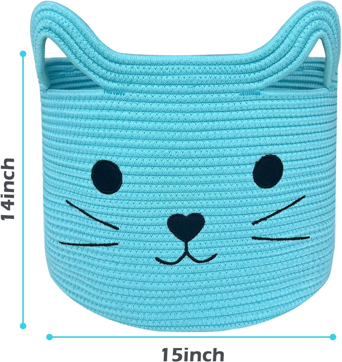 Animal Basket / Large Cat Toy Basket / Blue / Blue Cat / 15 Inch