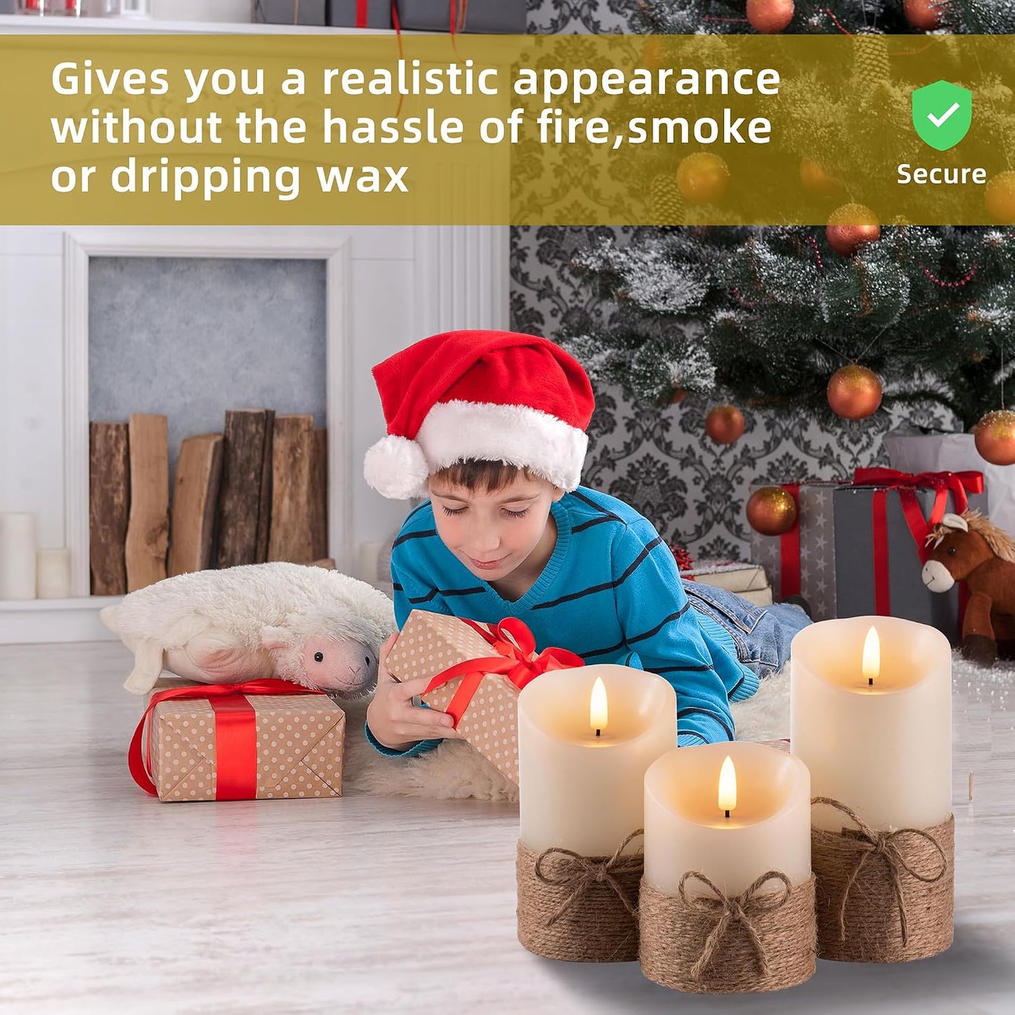 AKU TONPA Flameless Candles Battery Operated Pillar Real Wax Electric LED Candle Gift Set with Remote Control and