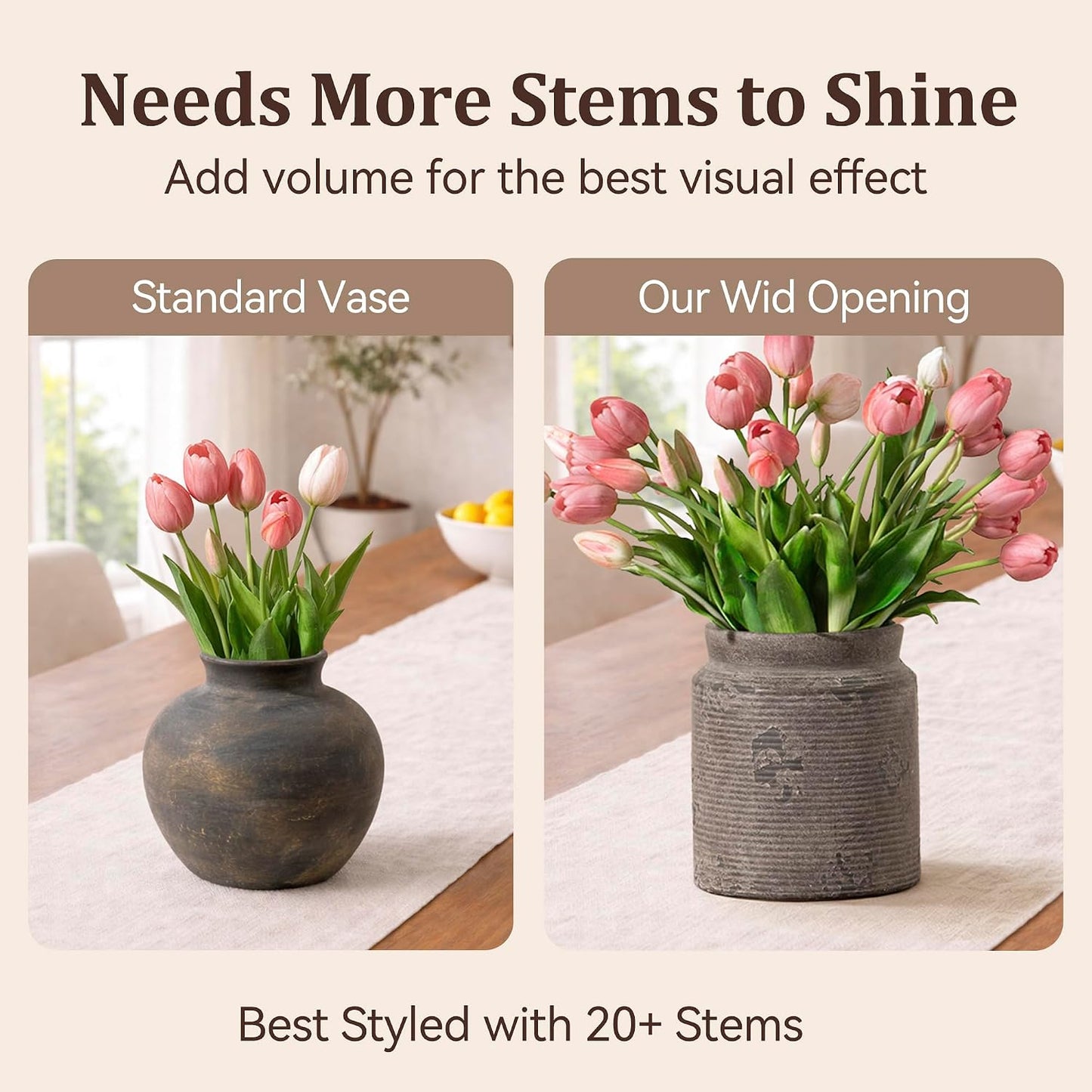 Ceramic Flower Vase Farmhouse Rustic Vase / 01-m-dark Gray / 7.5 Inch