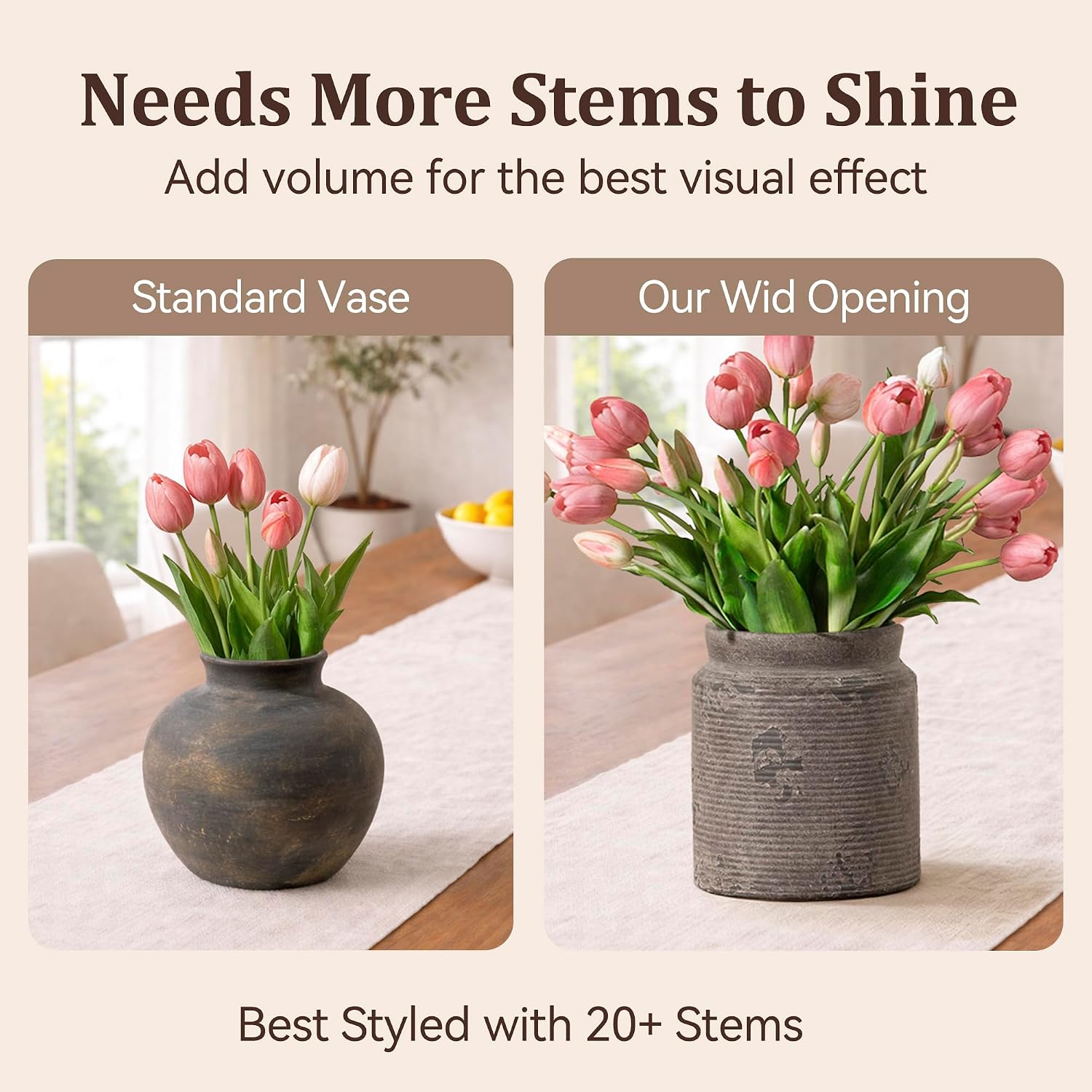 Ceramic Flower Vase Farmhouse Rustic Vase / 01-m-dark Gray / 7.5 Inch