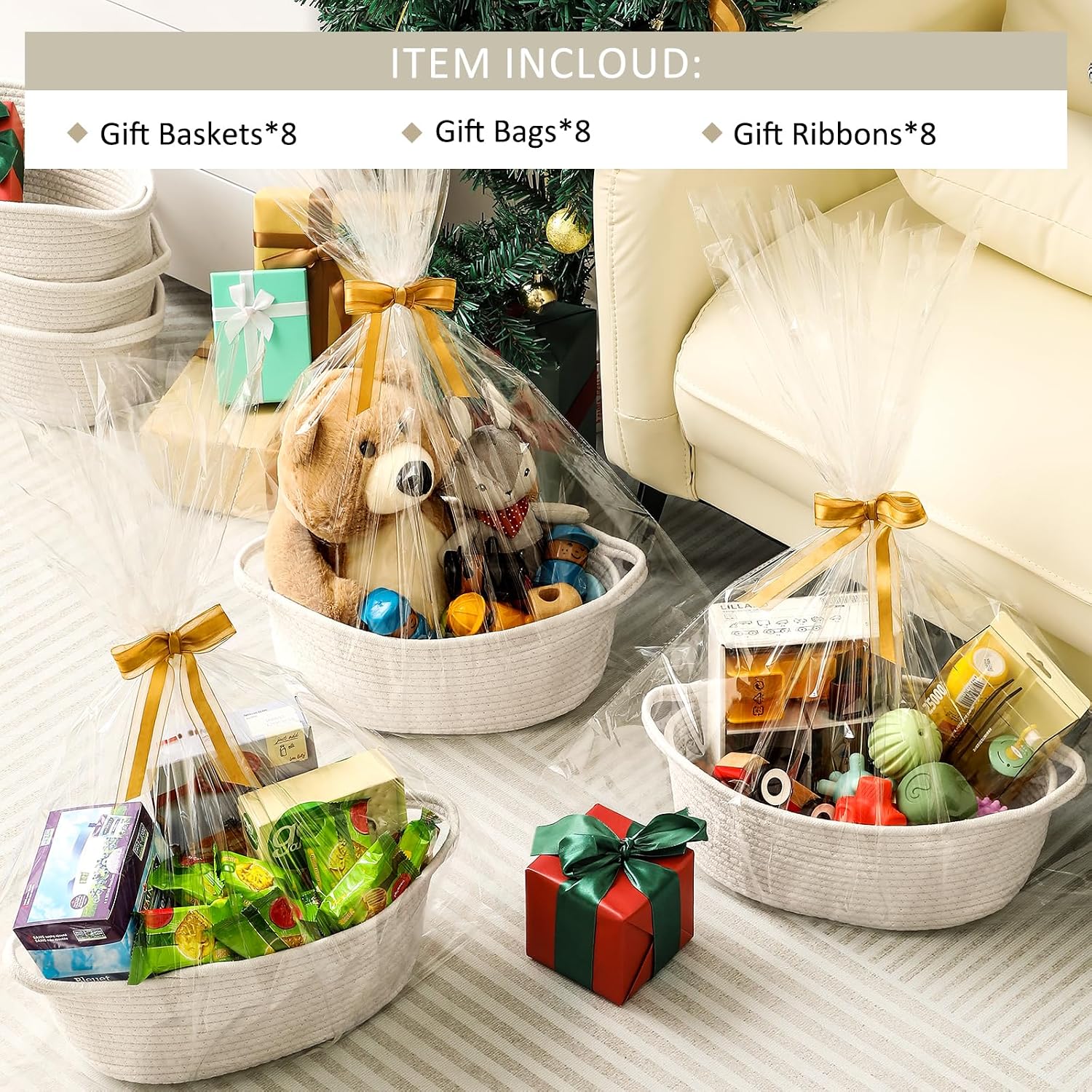 Small Woven Basket / 12 x 8 x 5 / Set of 8