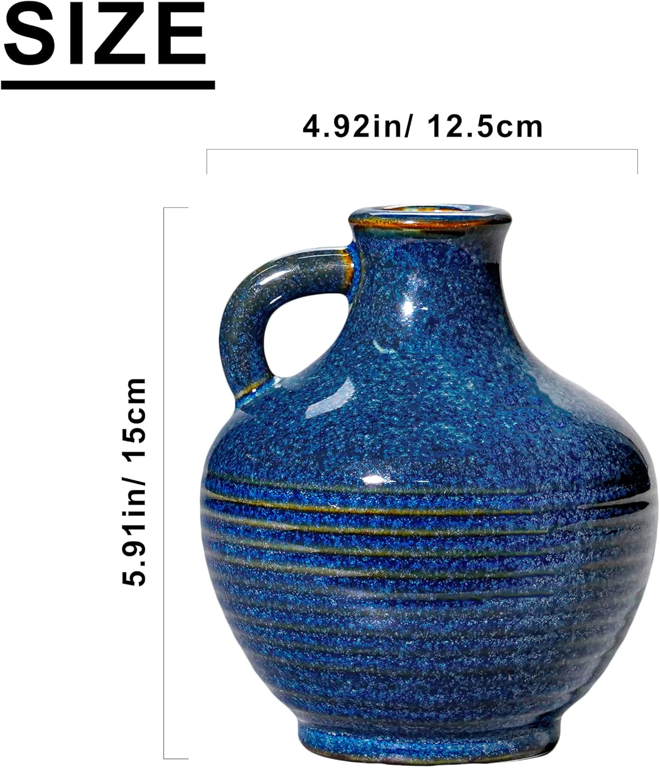 Blue Ceramic Vase / 6 Inch / Dark Blue - 6