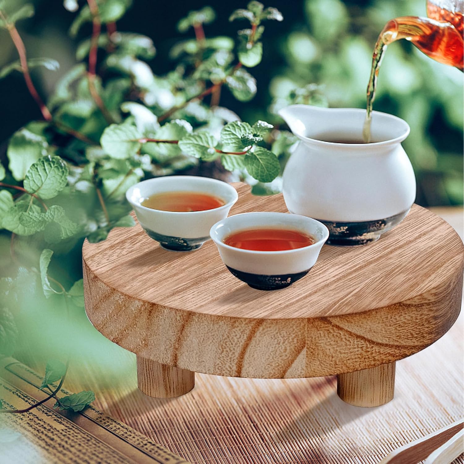 Wooden Risers for Display 5 Sizes Round Mini Riser Holder Wood Pedestal Stand for Display / Set of 5