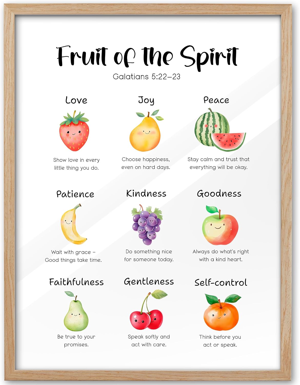KensTro 12x16 Oak Framed Fruit of the Spirit Scripture Wall Art