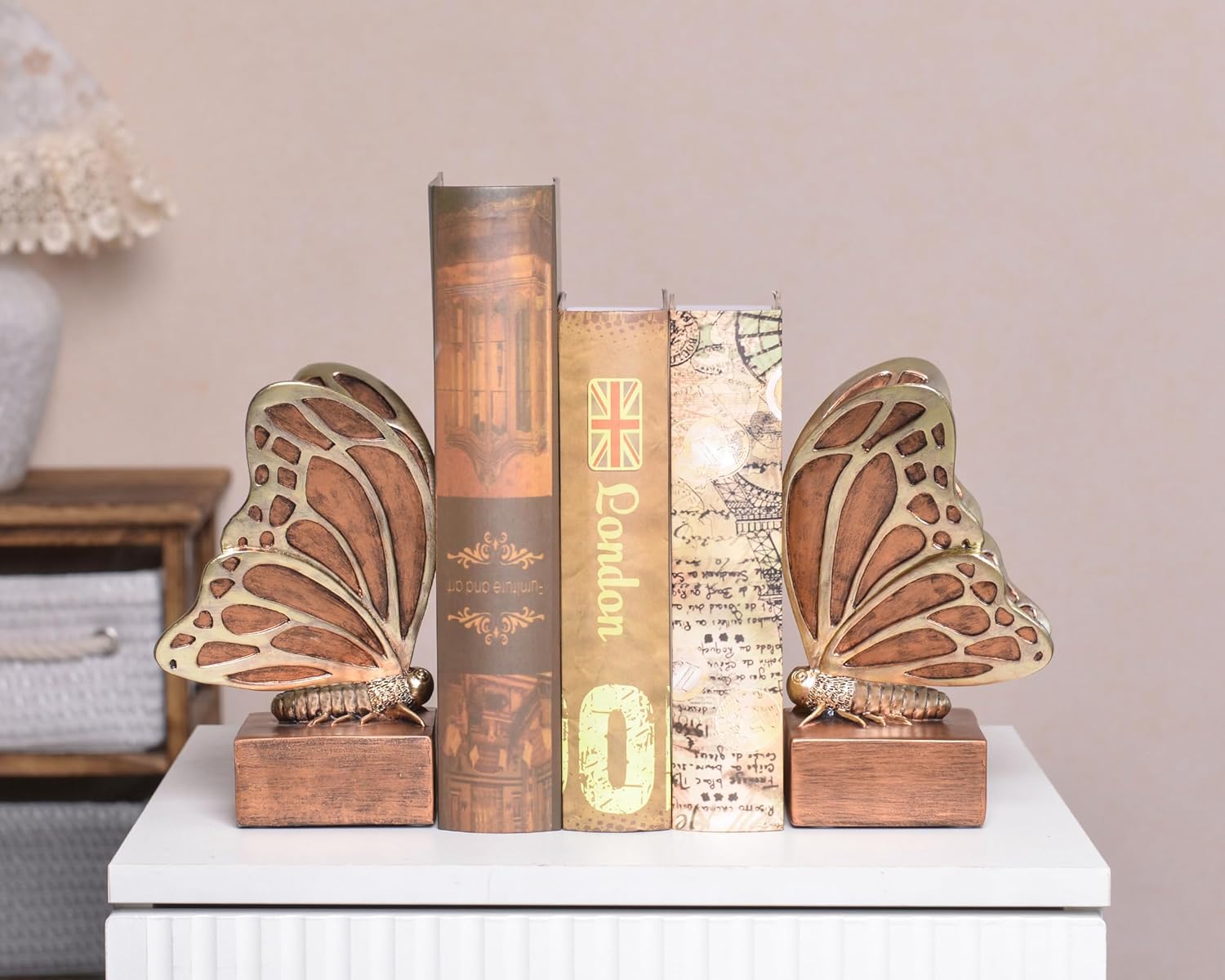Vintage Butterfly Bookends / Brown