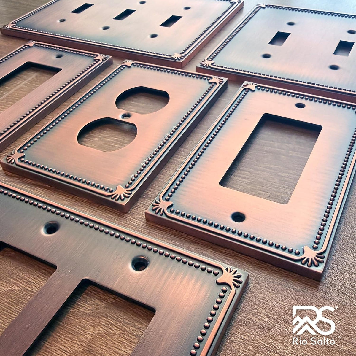 Rio Salto Light Switch Cover Plate Vintage Matte Copper Outlet Covers 1 Gang Metal Switch Electrical Wall Plates