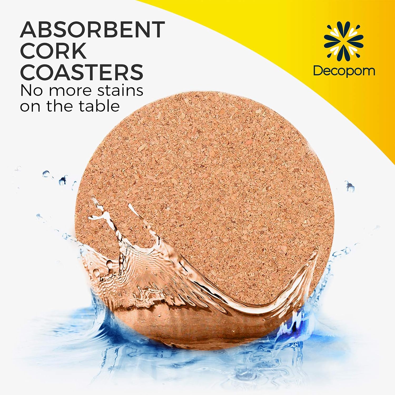 Metal Holder / Cork Coasters for Drinks / 4 Inch / Set of 16