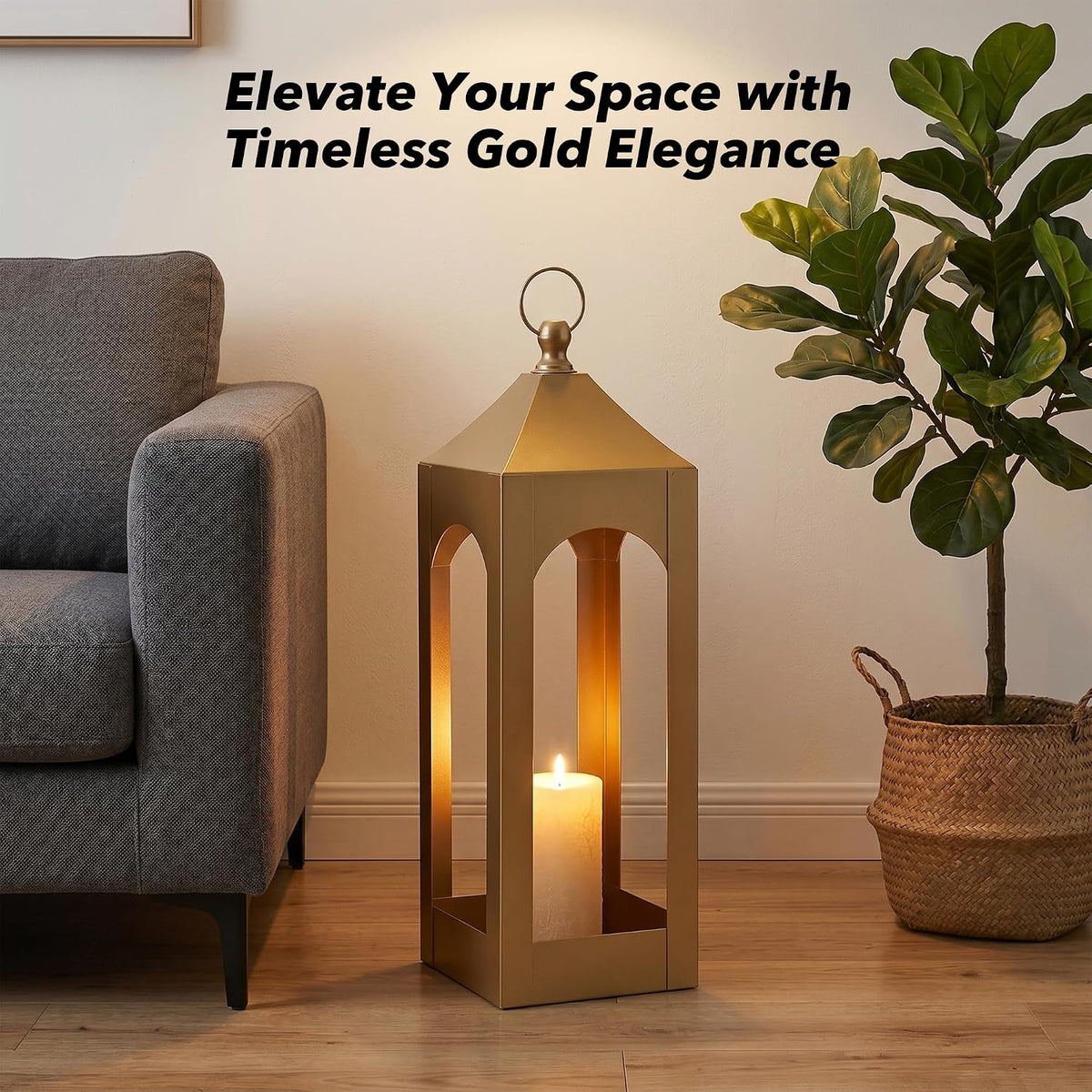 Modern Farmhouse Lantern Decor Metal Decorative Hanging Candle Lanterns | Ideal for Home Decor, Parties & Events, 21.2"