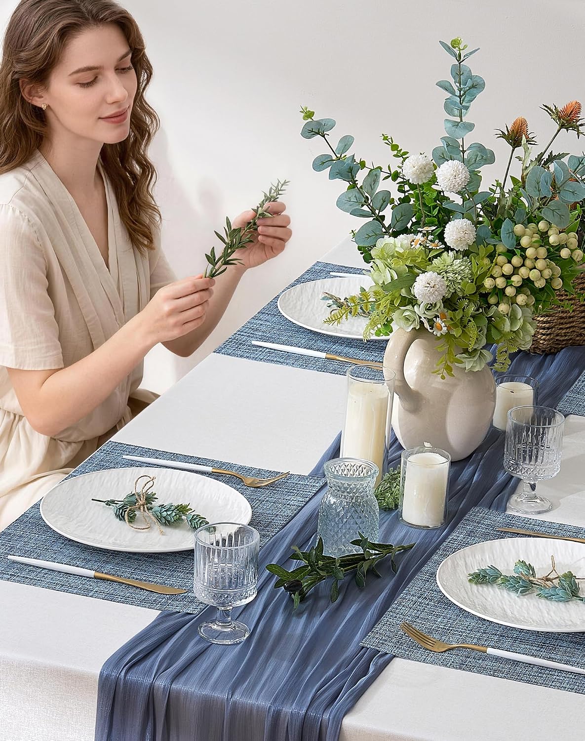 Deep Navy Woven Placemats / C1- Deep Navy / Set of 6