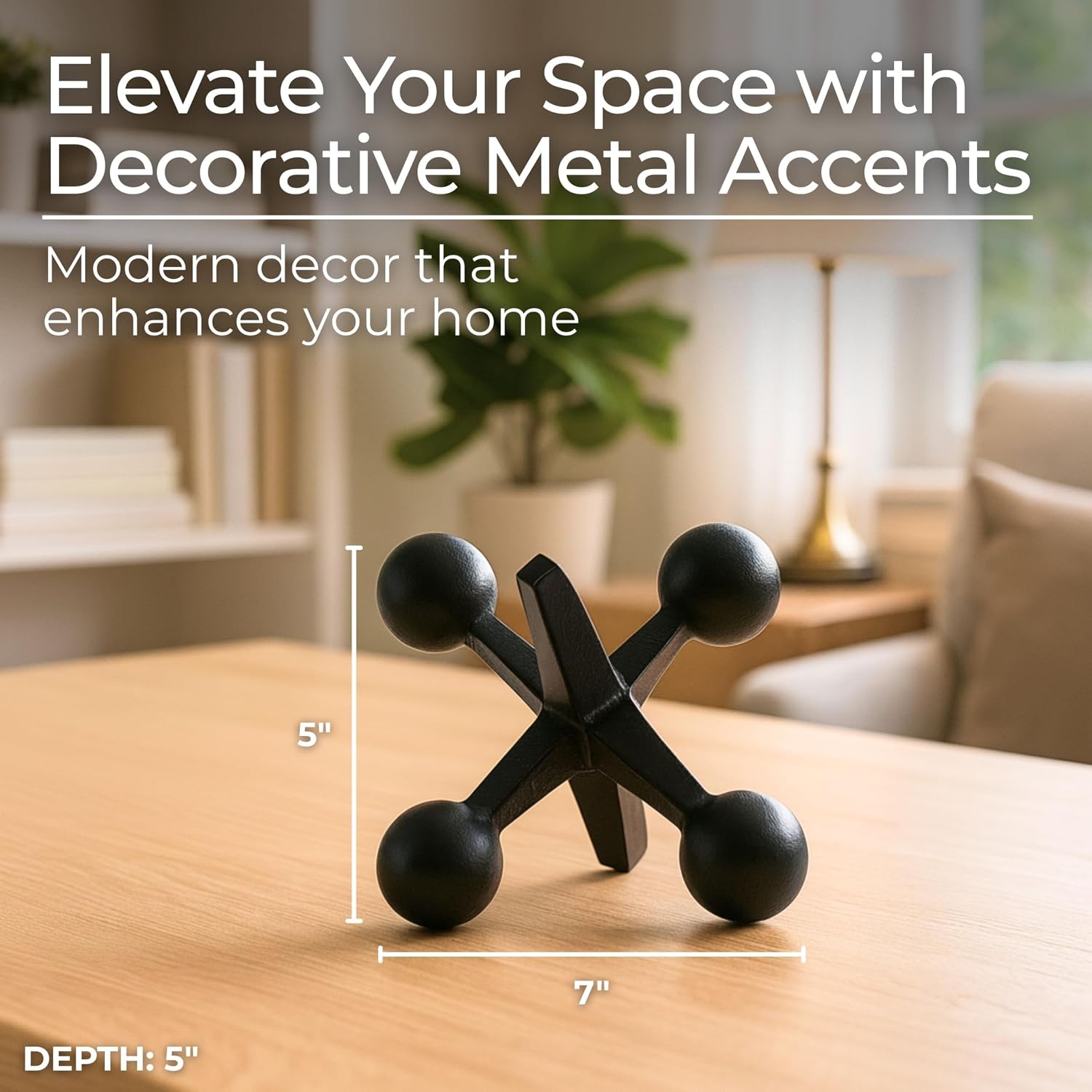 Metal Jacks Decorative Object / 5.0" H / Black