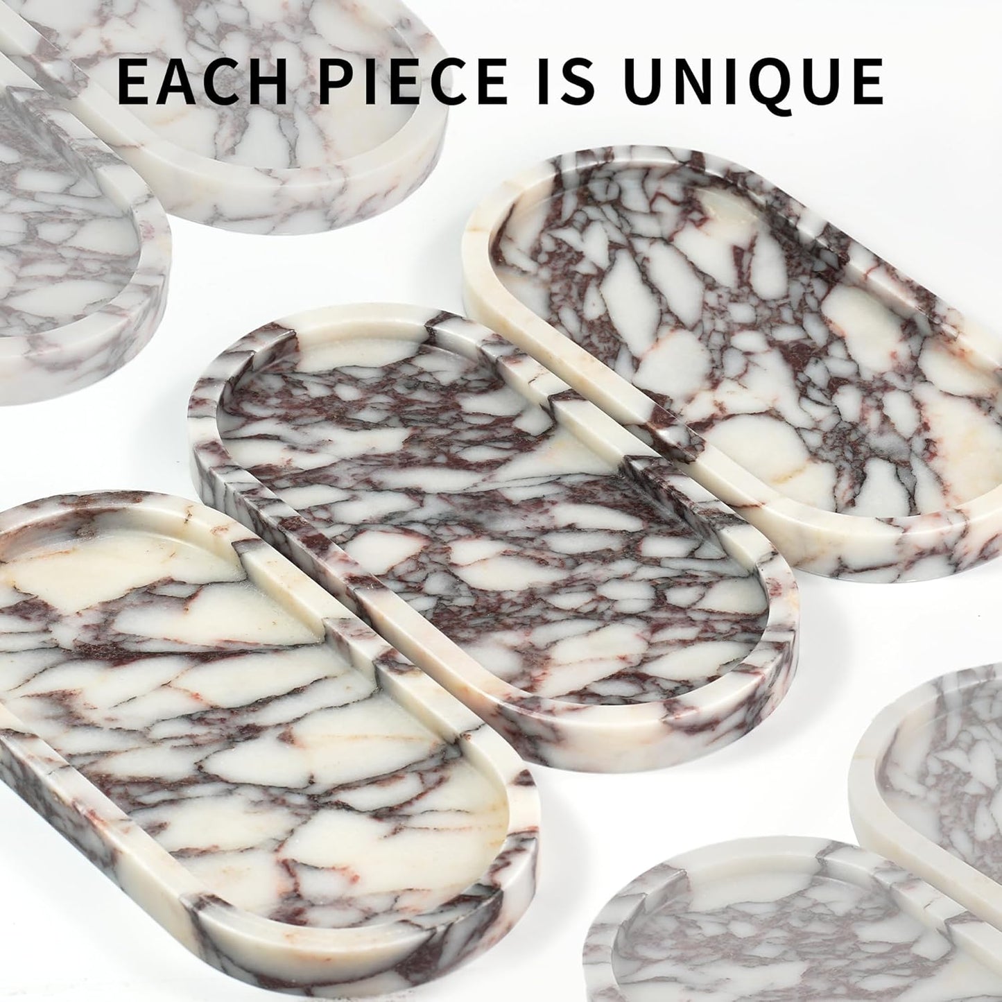 Catchall Organizer / Violet Marble Oval Tray / Oval-calacatta Viola