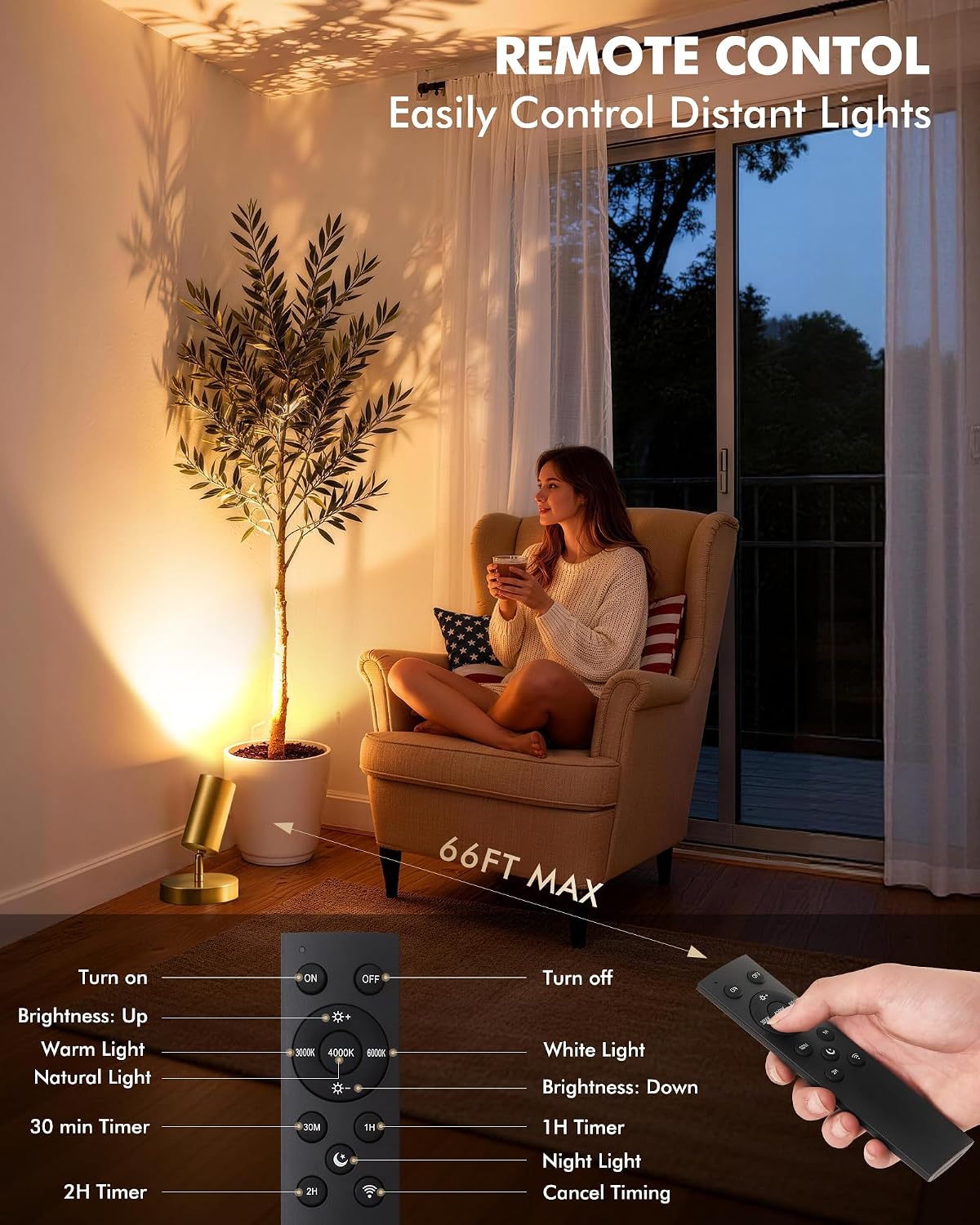 2 Pack Gold Wireless Led Spotlights Indoor with Remote, 8000mAh Cordless Battery Operated Plant Uplights, Rechargeable