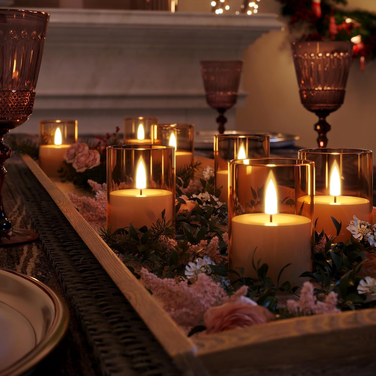 12Pack Flameless LED Candles with Timer, Battery Operated, Gold, 2"x3" | Small Pillar & Votive Candle with Realistic