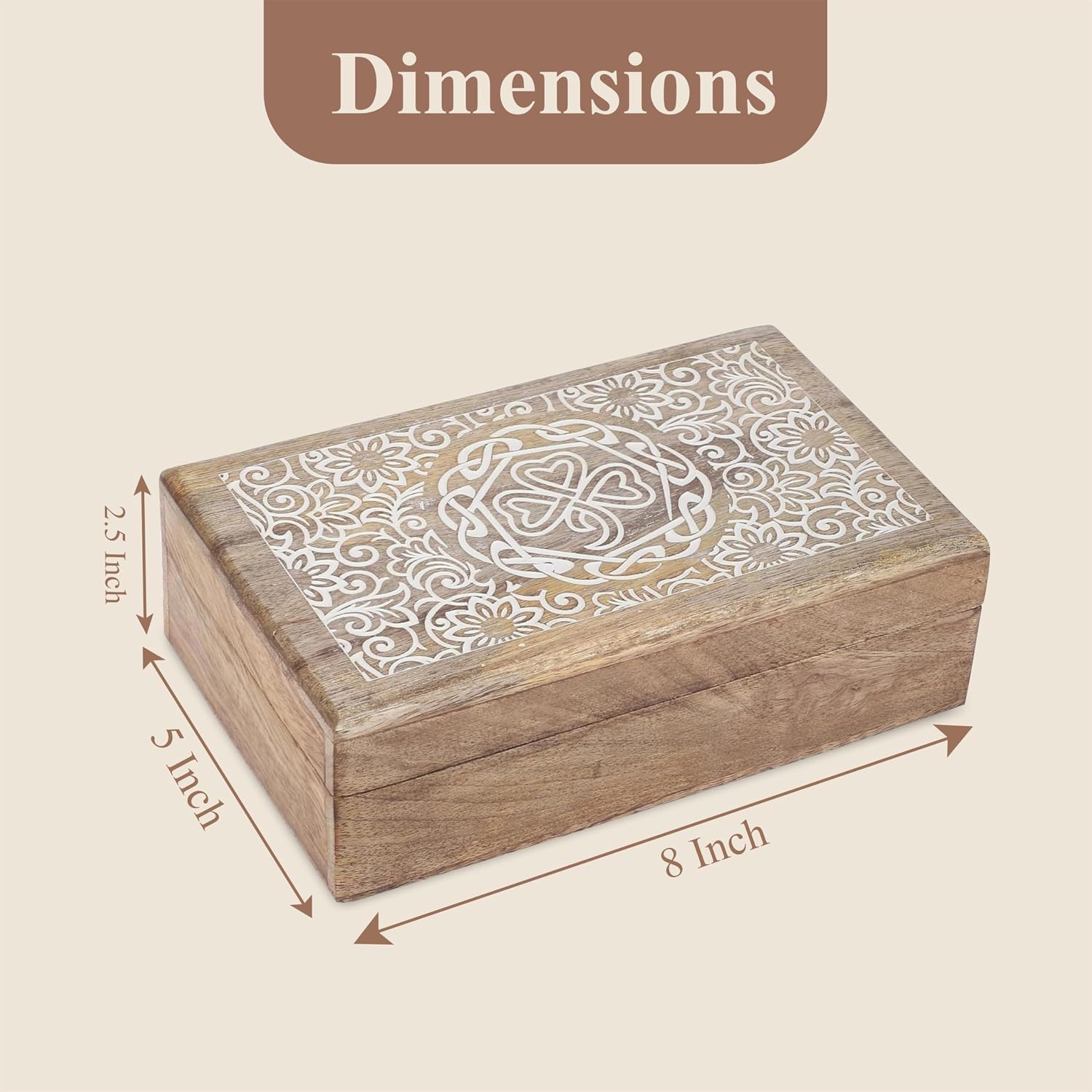 Mango Wood Jewelry Box / Center Flower Des