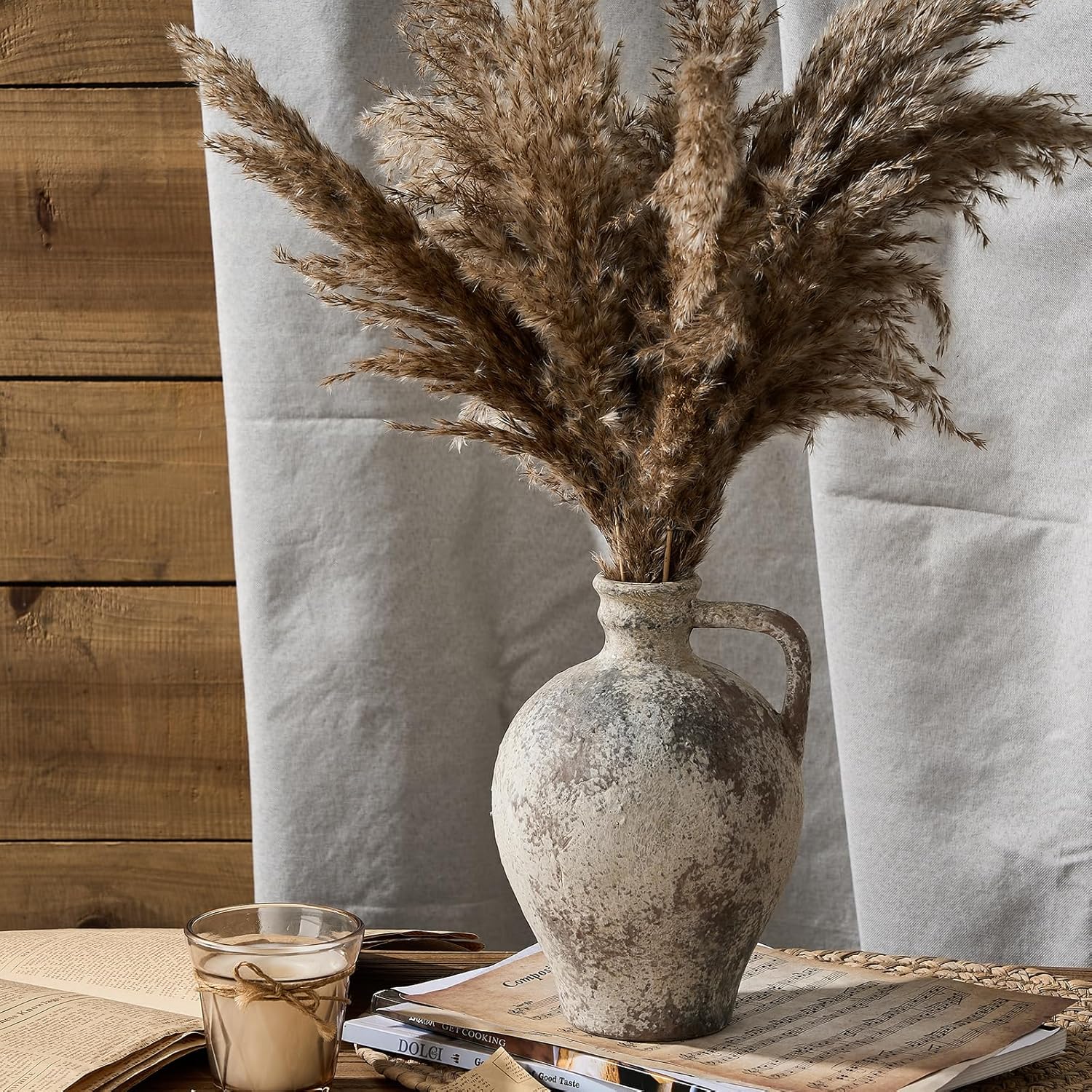Ceramic Rustic Farmhouse Vase / 8.25 Inch / Brown