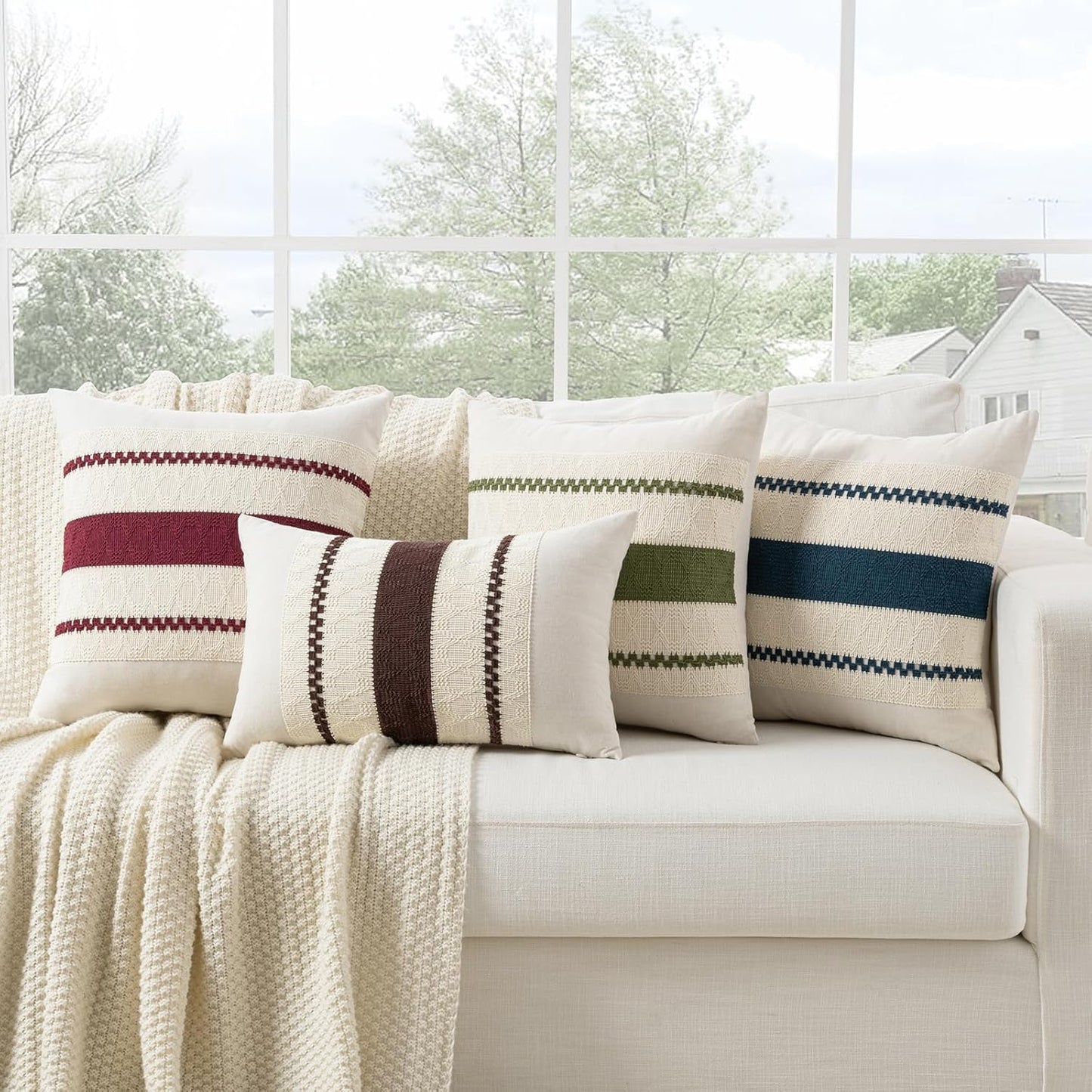 Boho Decorative Throw Pillow Cover / 18 x 18 / Brown / Set of 2