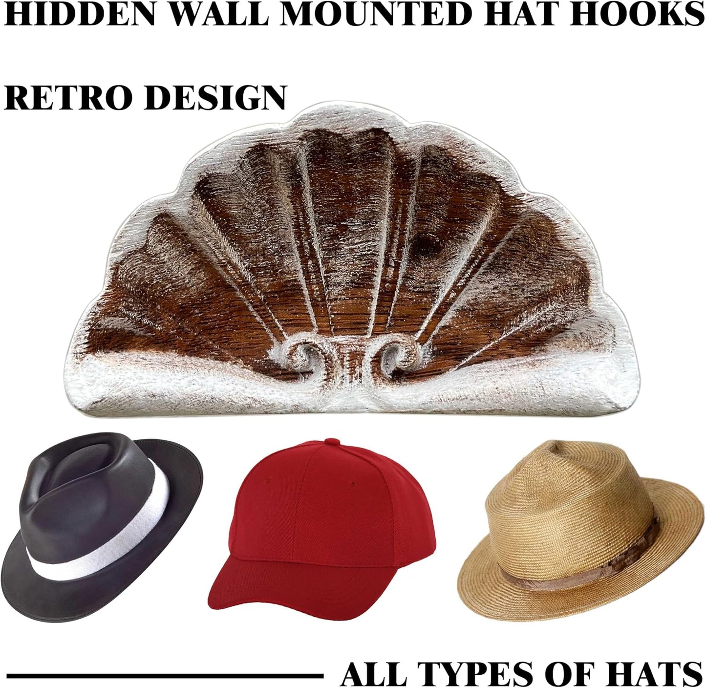 Hat Hooks for Wall Cowboy, Retro Hat Hangers for Display, Hat Holder for Baseball Caps Organizer, Natural Curved Hat