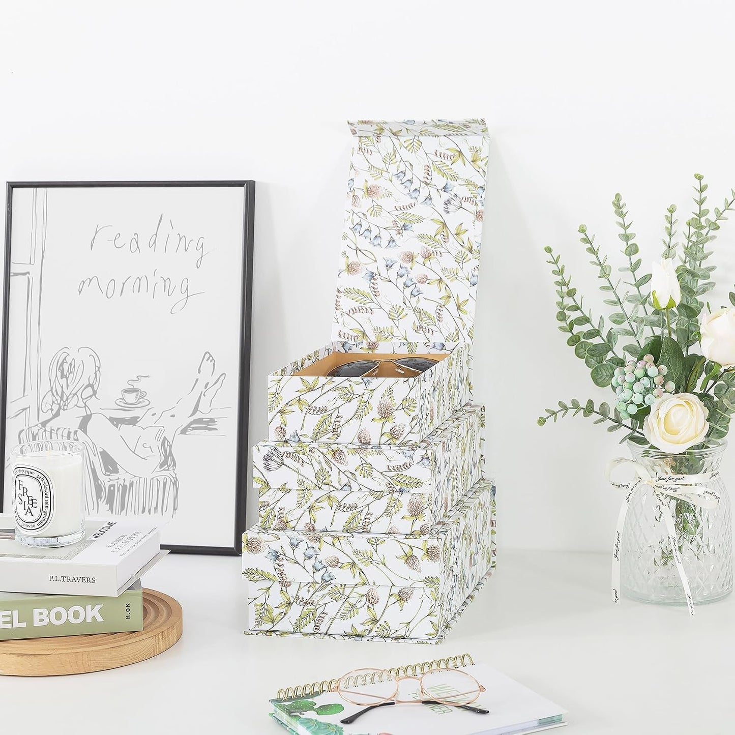 Floral Pattern Keepsake Boxes / Wild Garden / Set of 3