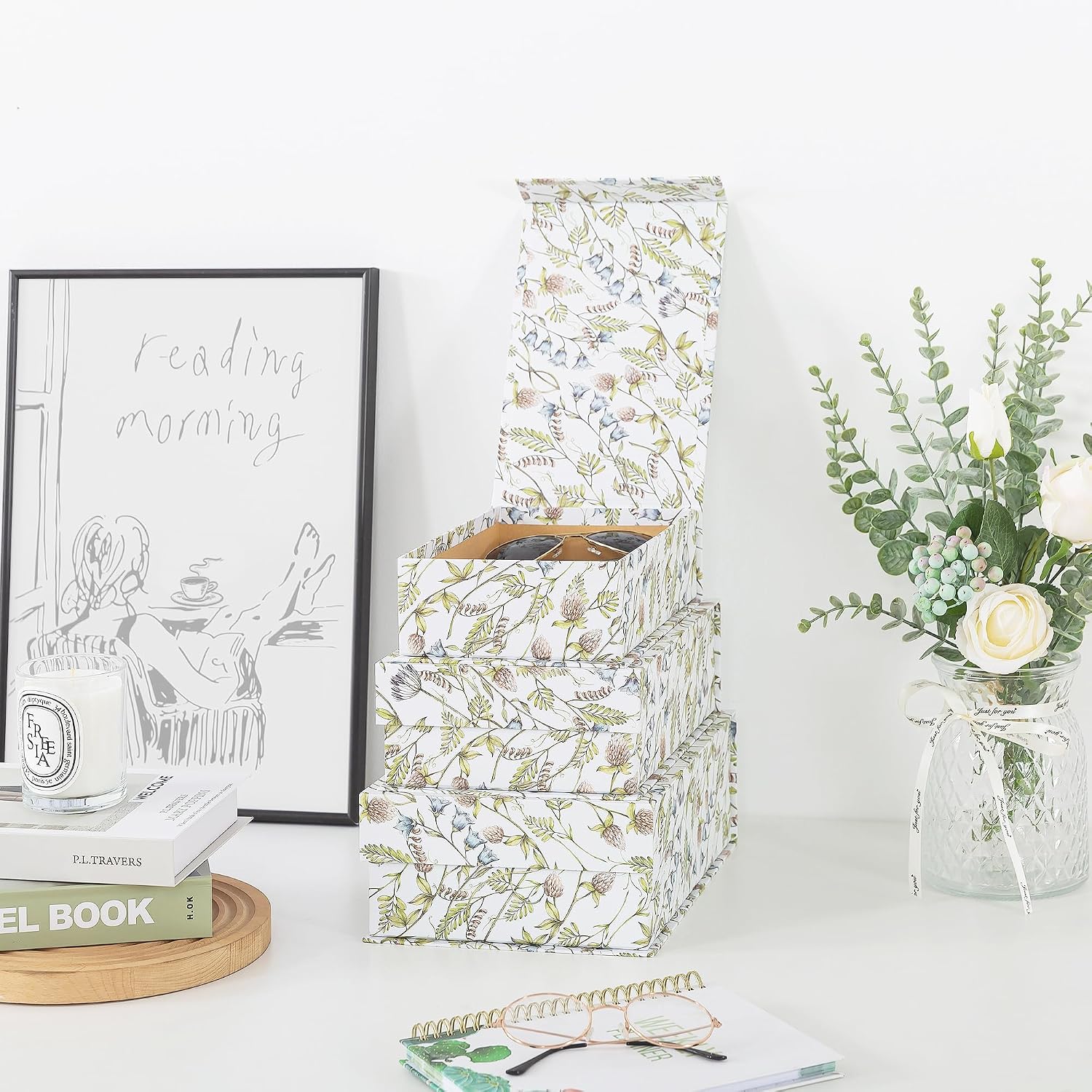 Floral Pattern Keepsake Boxes / Wild Garden / Set of 3