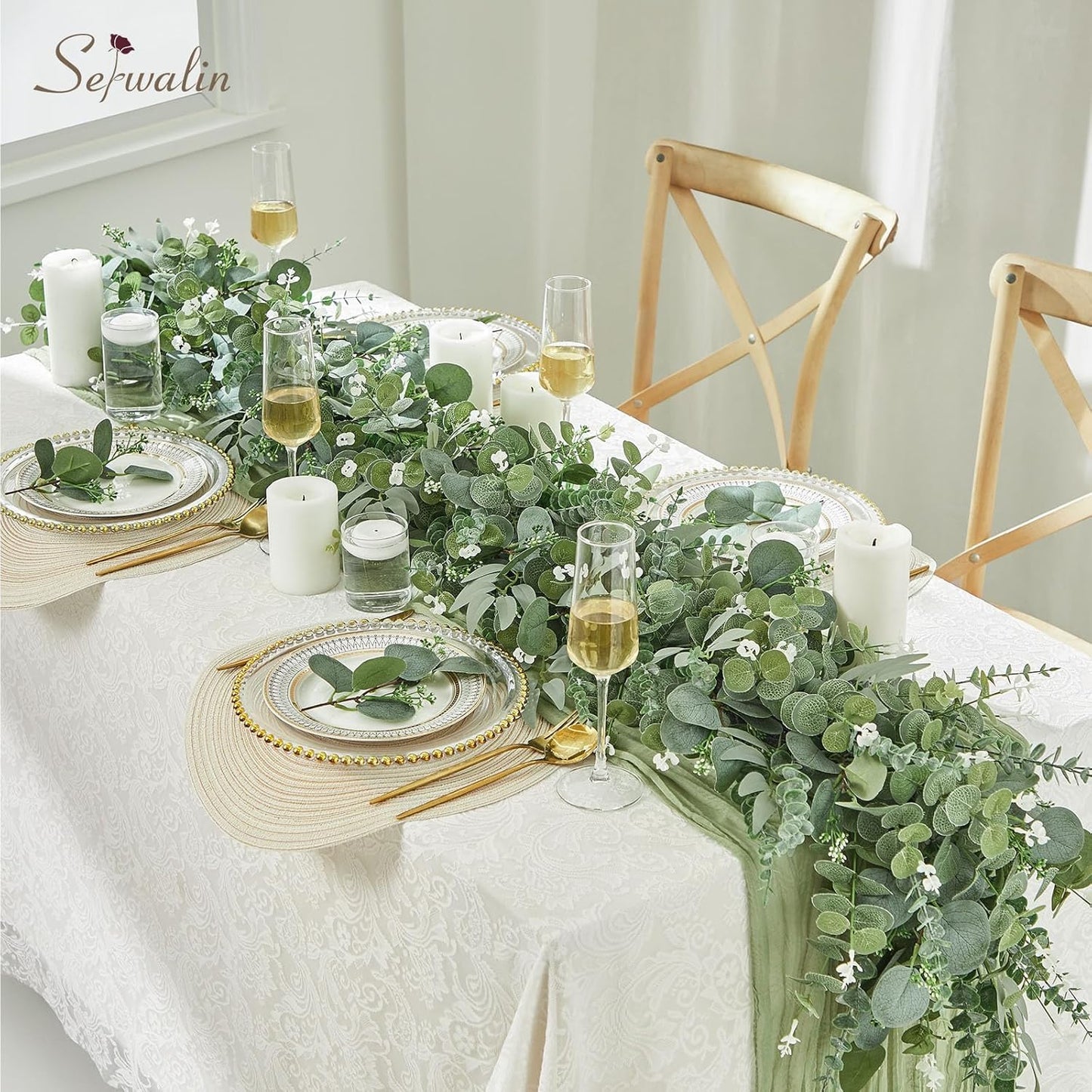 Artificial Greenery Stems / Attractive Forest Green / Set of 100