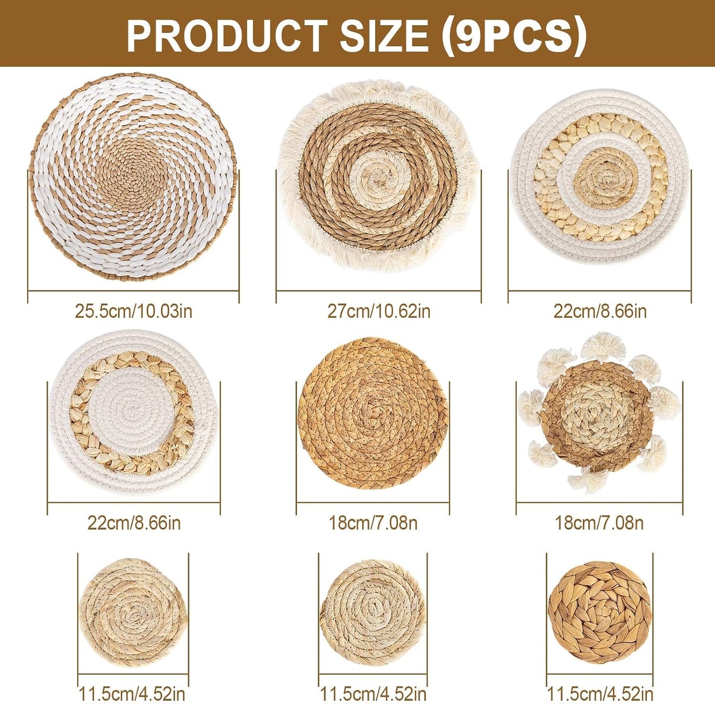 Boho Wall Basket Set / Set of 9