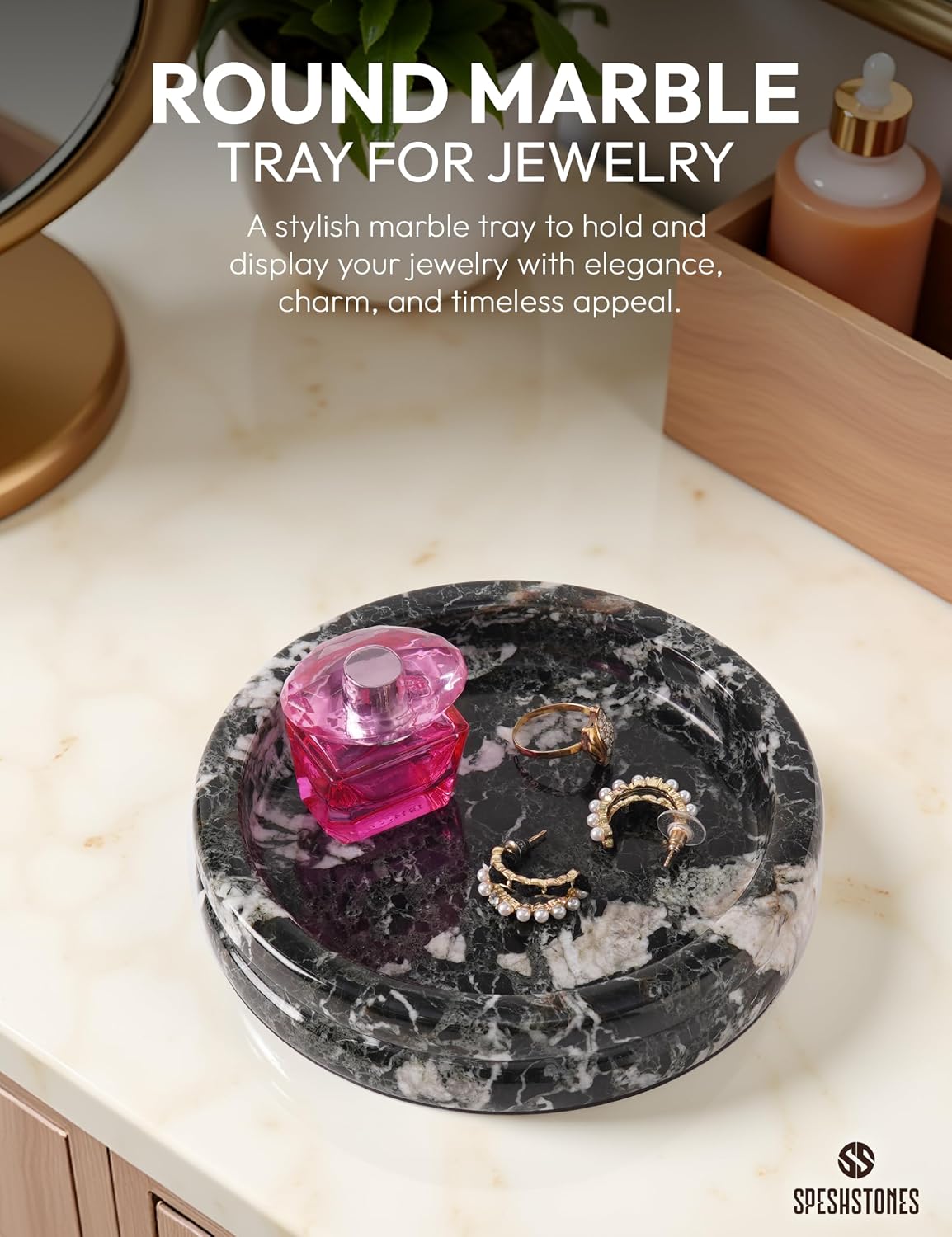 Key Tray / Candle & Trinket Dish / Black / 5 Inch