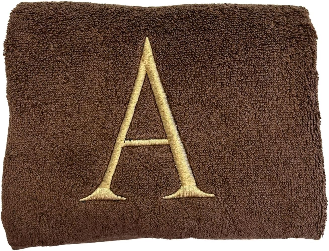 Brown with Beige Monogrammed Hand Towels for Bathroom - Set of 2 Letter M | Luxury Hotel Quality Initial Towels For