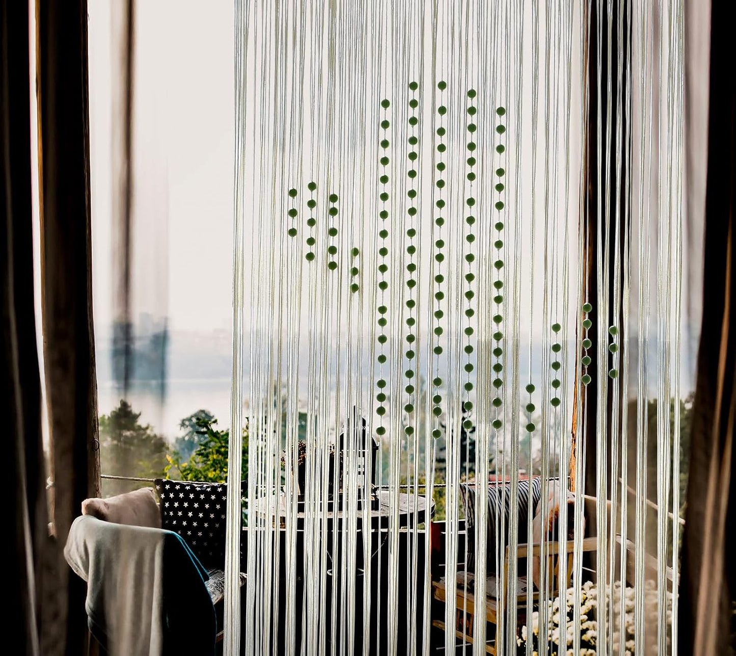 Macrame Curtain Boho Window Curtain Doorway Macrame Wall Decor Yarn Art Moder Bedroom / Ivory4