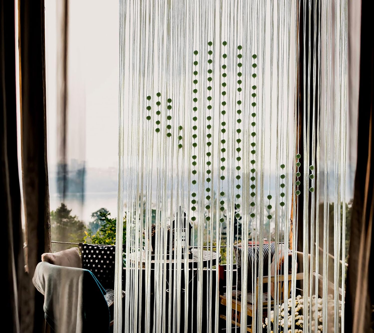 Macrame Curtain Boho Window Curtain Doorway Macrame Wall Decor Yarn Art Moder Bedroom / Ivory4