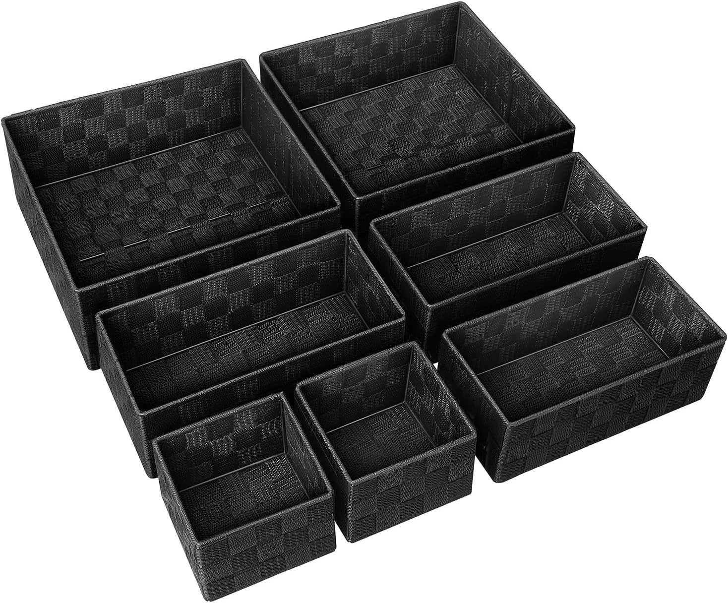 Small Baskets for Organizing Woven Storage / Black / Set of 7