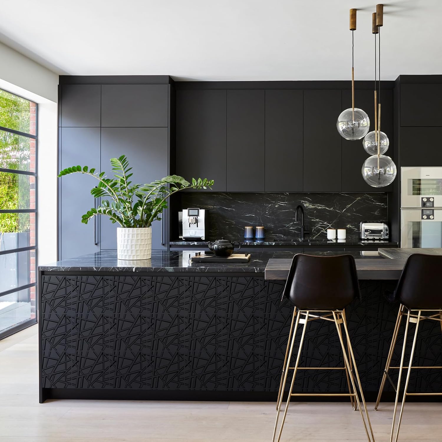 LEVOWAY 33 Pack 3D Wall Panels for Interior Wall Decor, 11.8''x11.8'' Black Accent Textured Wall Panels, Wall Covering