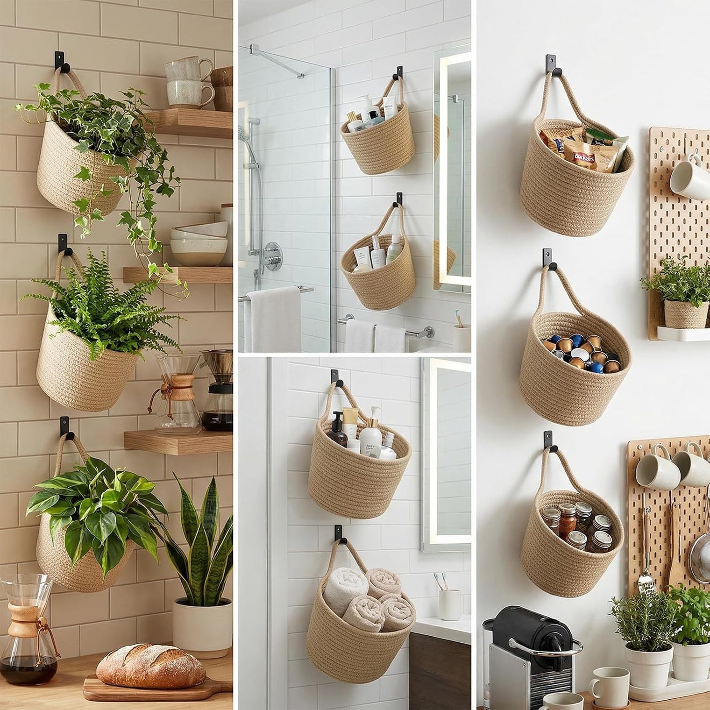 Woven Storage Organizers Storage Organizers and Decoration Pocket Boho Style Wall / Set of 4