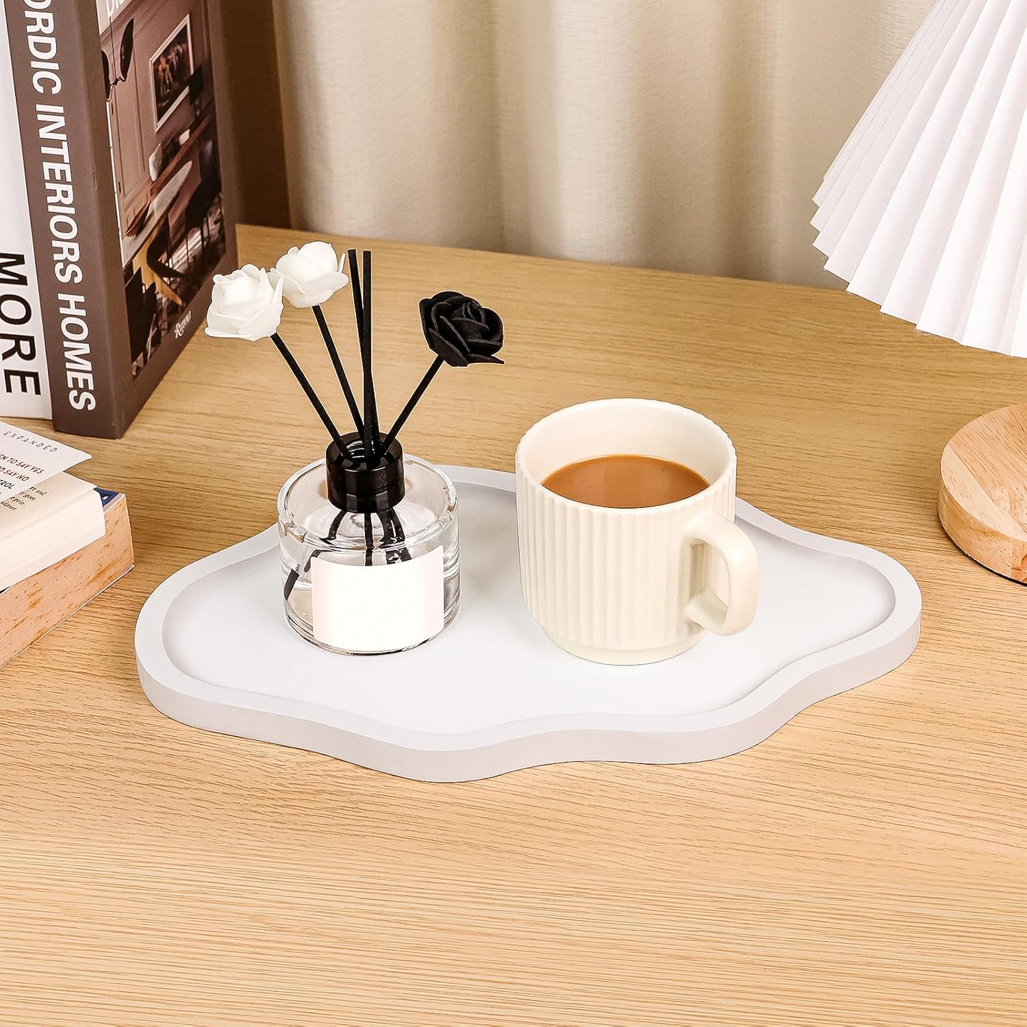 Cloud Wooden Jewelry Tray Trinket Dish / White