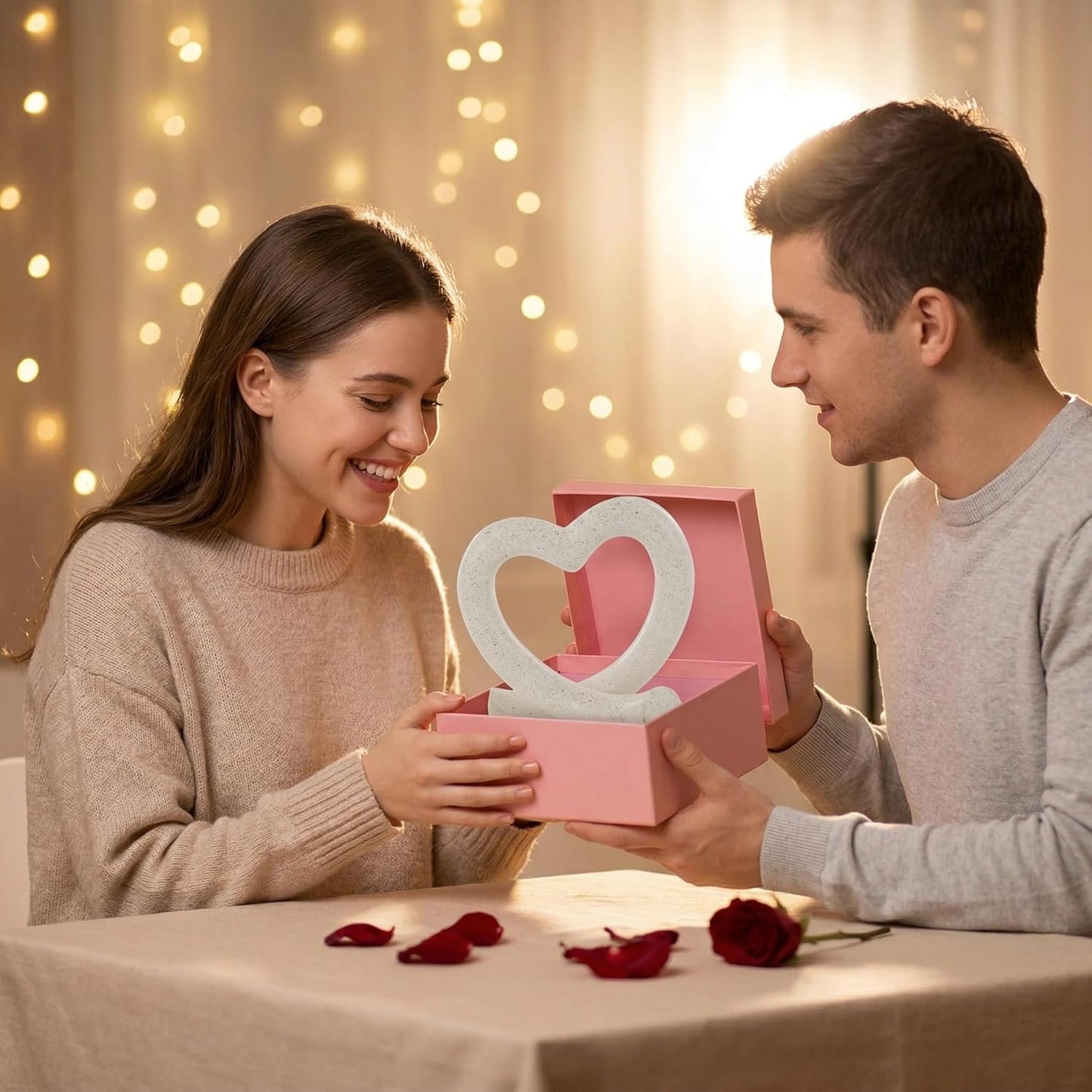 Love Heart Statue Minimalist Modern Home Decor / Off-white