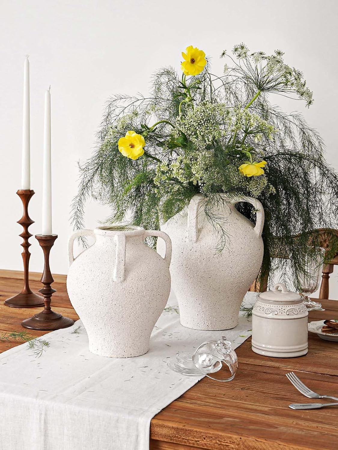 White Ceramic Vase / 8.8 Inch-rock Sand White