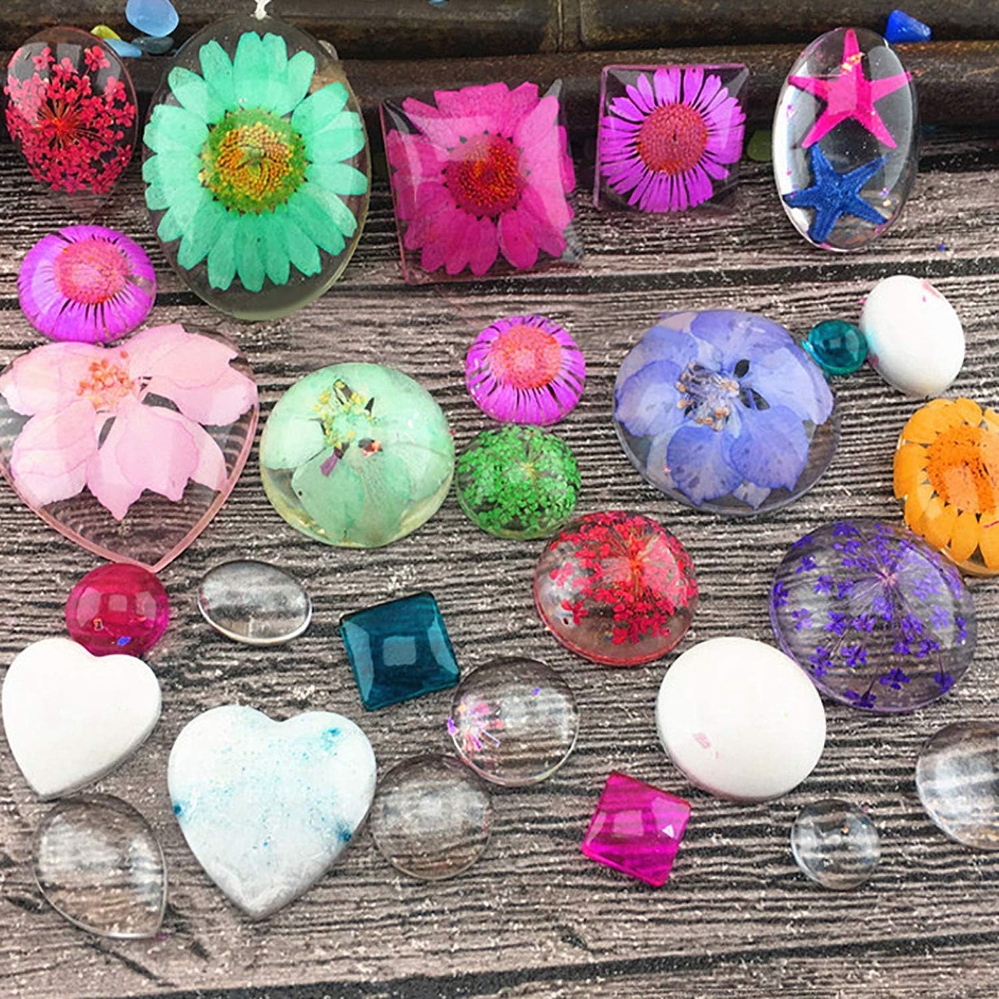 Resin Jewelry Molds Pendant Trays Making Kit / Metal Pendant+1 Pc Silicone Casting Molds / Set of 30