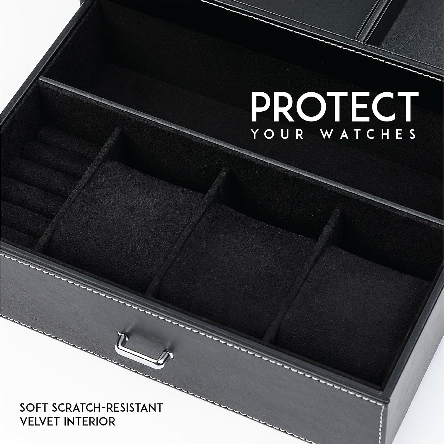 Mens Jewelry Box Organizer & Dresser Valet Tray - Premium Nightstand Station for Watches, Rings, and Accessories