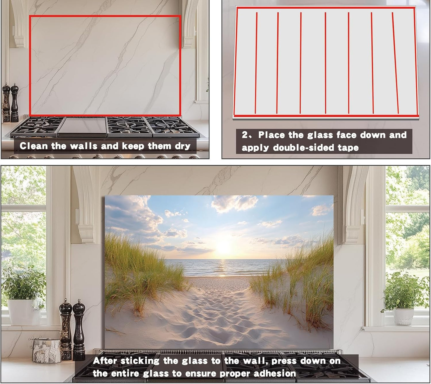 beach Glass Backsplash / 30"L x 18"W