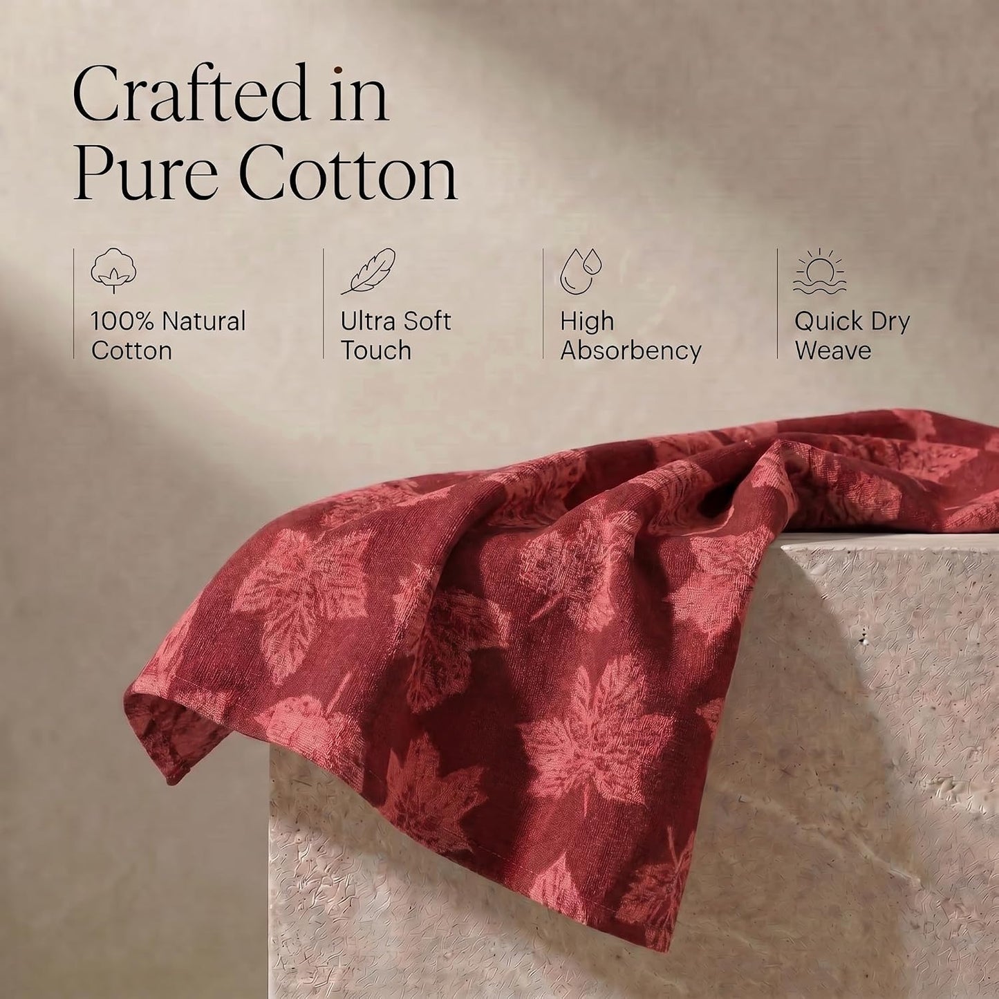 Urban Villa KitchenTowels Cotton DishTowels 20”x30”(Set of 6) Harvest Leaf