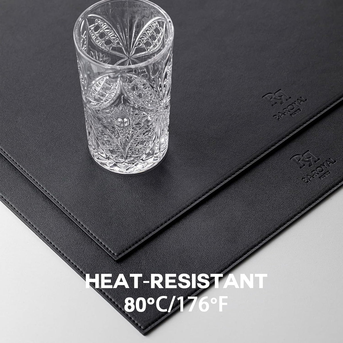 Baroyal Faux Leather Placemats Set of 12 Vinyl Washable Wipeable Table Mats for Kitchen Dining Table Heat Resistant