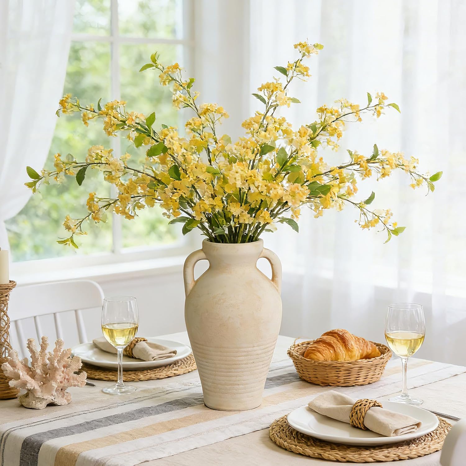 Ceramic Flower Vase / 11"h-off-white / 11 Inch