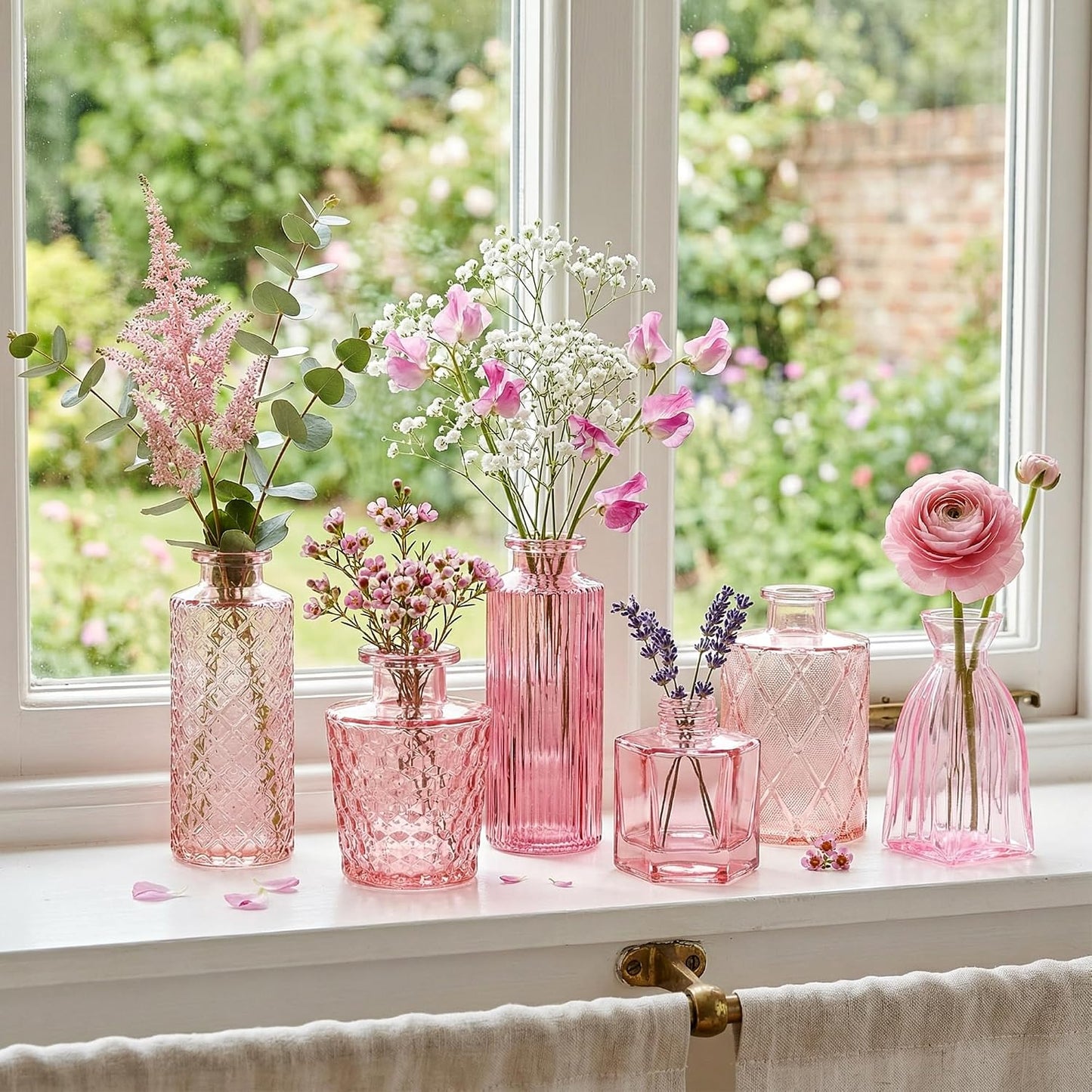 Pink Glass Bud Vases / Pink Series / Set of 30